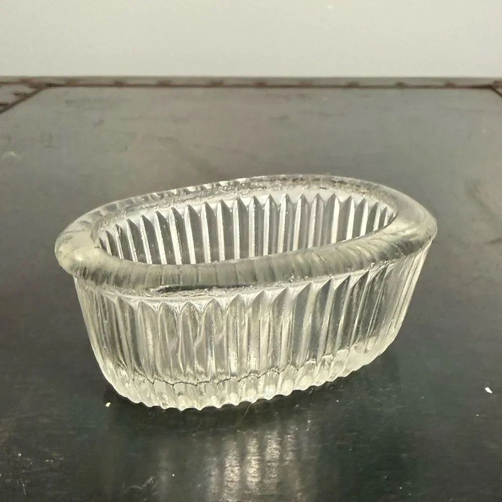 Vintage REPLACEMENT Clear Glass SALT CELLAR DISH BOTTOM ONLY